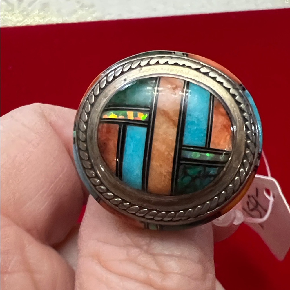 Multicolor Inlay Turquoise Ring - Picture 3 of 7